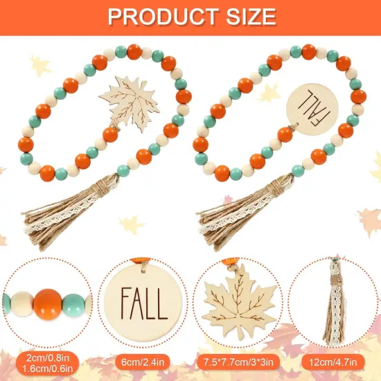 2Pcs Fall Thanksgiving Wooden Bead Garland {2}