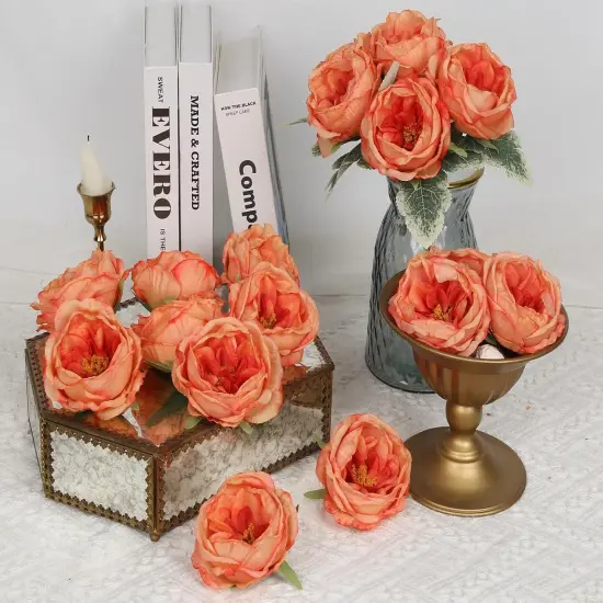 16pcs Artificial Peonies Flowers - Orange {3}