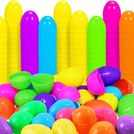 200Pcs Bright Plastic Easter Eggs Bulk, 2.4'' Assorted Colors Empty Shell Fillable Easter Eggs for Kids Easter Eggs Hunt Theme Party Favor Basket Stuffers Fillers Classroom Prize Supplies {1}