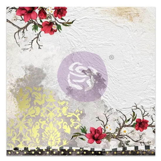 Magnolia Rouge Collection 12x12 Sheet - A Little Damask - 10 sheet 12"x12", w foil details {2}