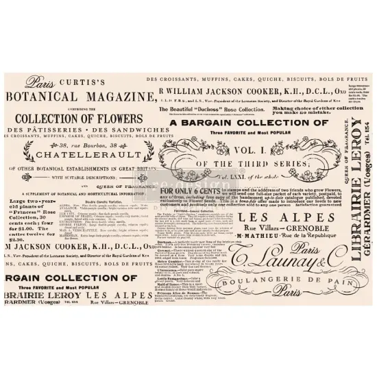 Redesign Decoupage D&eacute;cor Tissue Paper - Floral Text - 1 sheet, 19"x30" {1}