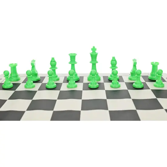 WE Games Color Bright Plastic Staunton Tournament Chess Pieces with 3.75 in. King - Half Chess Set of Chess Pieces Only, Neon Green {4}