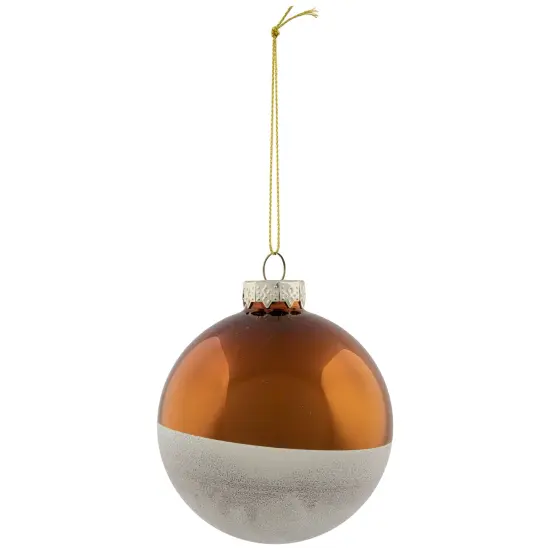 Northlight Dual Color Glass Christmas Ball Ornaments - 3.25" (80mm) - Bronze and White - 4ct {5}