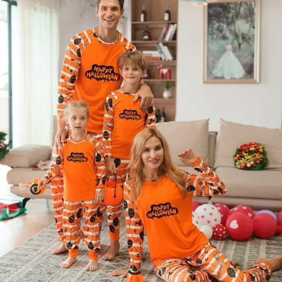 Christmas Nightwear Sets Tops And Pants Orange Grey Outfits {4}