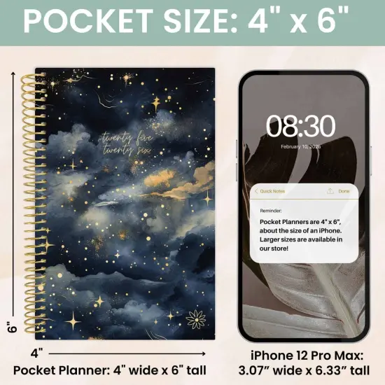 bloom daily planners 2025-26 Academic Planner, Soft Cover, 4" x 6", Midnight Sky {5}