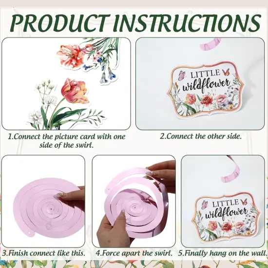 20Pcs Wildflower Hanging Swirl Decoration Vintage Floral Butterfly {4}
