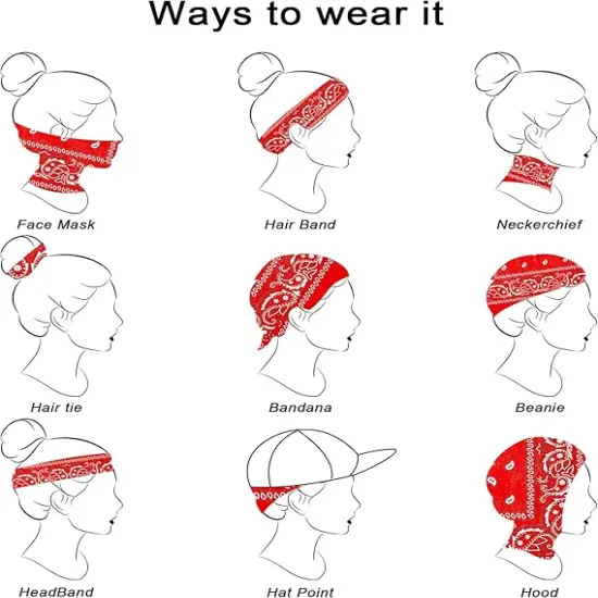 12Pcs Bandanas For Men&Women,100% Premium Quality Cotton Handkerchidf 22''×22'' Paisely Pattern Hair Headband {3}