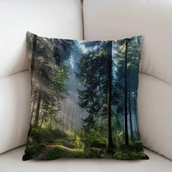 Nature Misty Cotton Linen Throw Pillow Case Cushion Cover Home Office Decorative for Sofa Living Room Square 18 X 18 Inches {2}