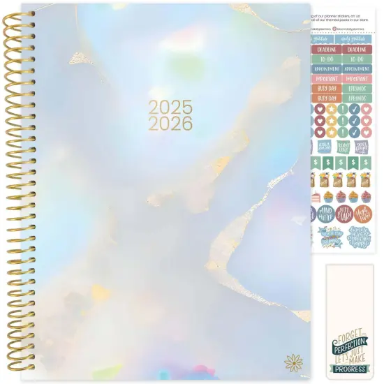 bloom daily planners 2025-26 Academic Planner, Soft Cover, 8.5" x 11", Iridescent Opal {1}