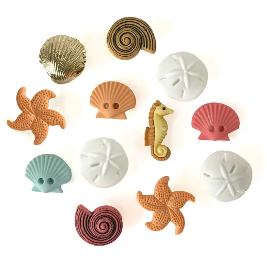 Ocean Blue Wreath Button Bundle &ndash; Nautical & Beach-Themed Buttons with Pearlized Accents &ndash; DIY Mini Wreath Craft Kit {4}