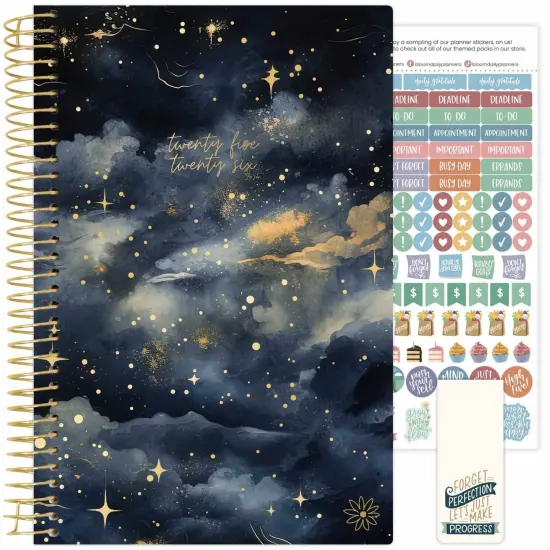 bloom daily planners 2025-26 Academic Planner, Soft Cover, 5.5" x 8.25", Midnight Sky {1}
