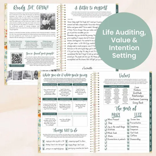 bloom daily planners 2025-26 Academic Planner, Hard Cover, 5.5" x 8.25", Garden Party, Beige {5}