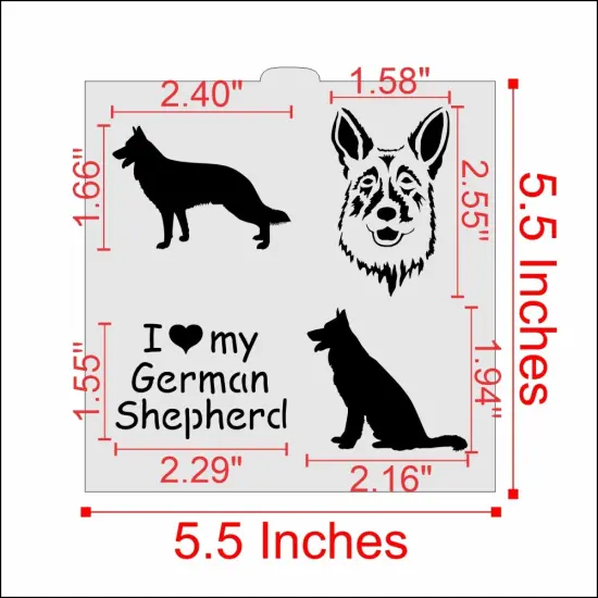 I Love My German Shephard Cookie & Craft Stencil | CM020 by Designer Stencils | Cookie Decorating Tools | Baking Stencils for Royal Icing, Airbrush, Dusting Powder | Craft Stencils for Canvas, Paper, Wood | Reusable Food Grade Stencil {2}