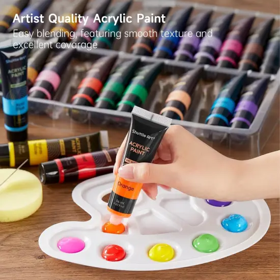 30 Colors Acrylic Paint Set, 36ml Tubes with 3 Brushes, Artist Grade Acrylic Paint, for Kids Adults Beginners, Painting on Crafts Canvas Wood Rocks {4}
