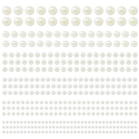 Wrapables 1982pcs Acrylic Pearl Adhesive Stickers in Assorted Sizes for DIY Crafting, Face, Hair, Makeup, Nails {1}