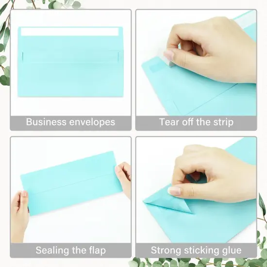 50 Pack #10 Business Envelopes, Self Seal Standard Light Blue Envelopes for Secure Business & Legal Mailing, Office, Checks, Letter, Invoices, 4 1/8 x 9 1/2 Inches {4}