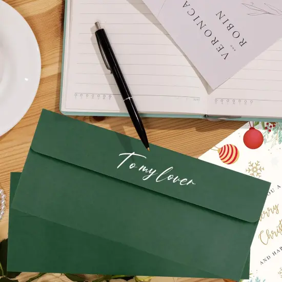 50 Pack Dark Green #10 Business Envelopes, Standard Envelopes Self Seal, 4 1/8 x 9 1/2 Inch Letter Size Business Mailing Envelopes for Checks Invoices Statements Baby Shower Christmas Wedding Birthday {3}