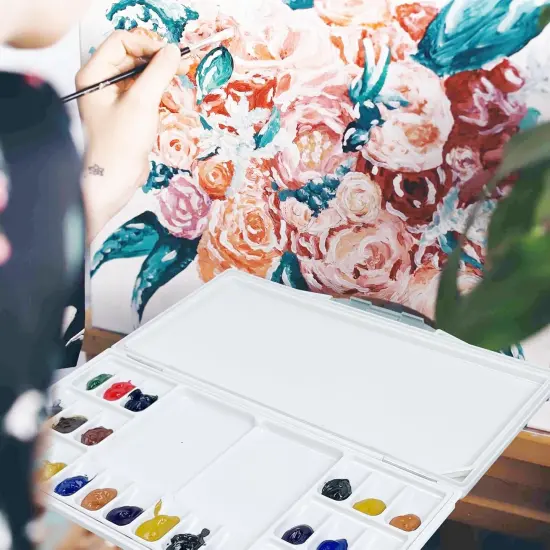 Airtight Leak-Proof Watercolor Palette, 24 Slightly Sloping Wells-3 Mixing Areas {5}