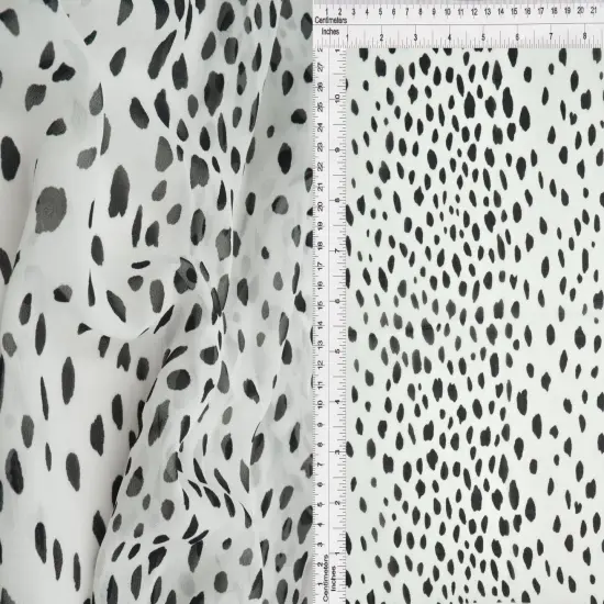 1 Yard Lightweight Animal Print Cotton Chiffon Fabric 70 GSM, 57/58&Prime; Wide IVORY/BLK {4}