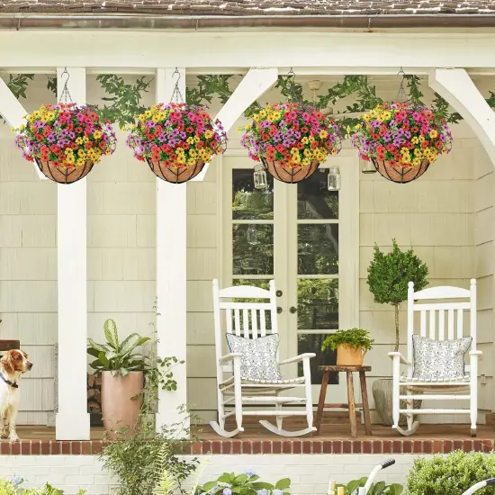 Artificial Hanging Flowers with Basket (Colorful) {5}