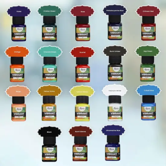 Acrylic Leather Paint - 18 Color with 5 Paint Brushes (Vibrant - 18 Colors) {3}