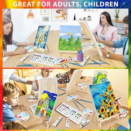 Acrylic Paint Set 100 Pcs Acrylic Painting Kit with 4 * 12 Colors Paint,4 Sets(40 Brushes) {5}