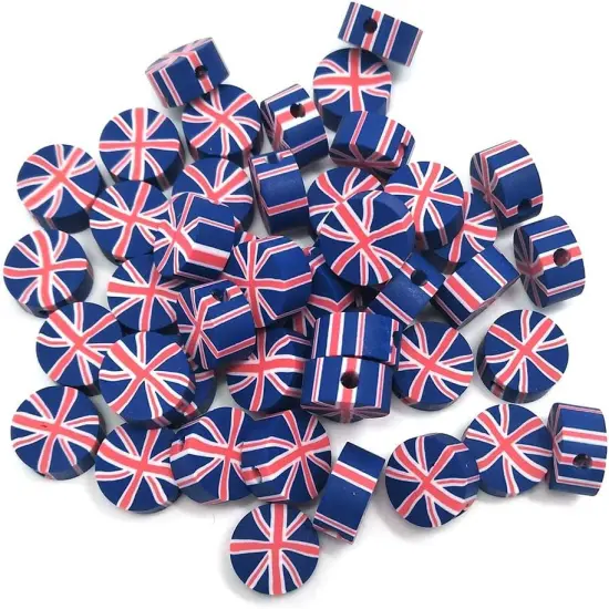 Round Flag Beads 300pcs Round Clay British Flag Beads {1}