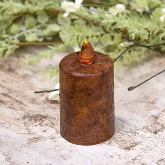 Flickering Burnt Mustard LED Pillar Candle with Timer 6-Hour On/18-Hour Off Battery-Operated {3}