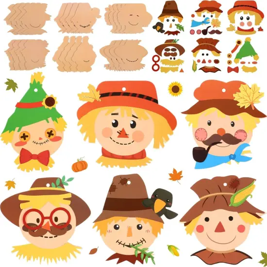 24 Pieces Fall Scarecrow Head Craft Kits {1}