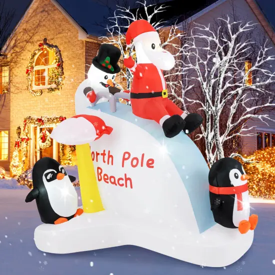 Costway 6 Ft Christmas Inflatable with LED lights Indoor/Outdoor Lighted Xmas Inflatable {1}