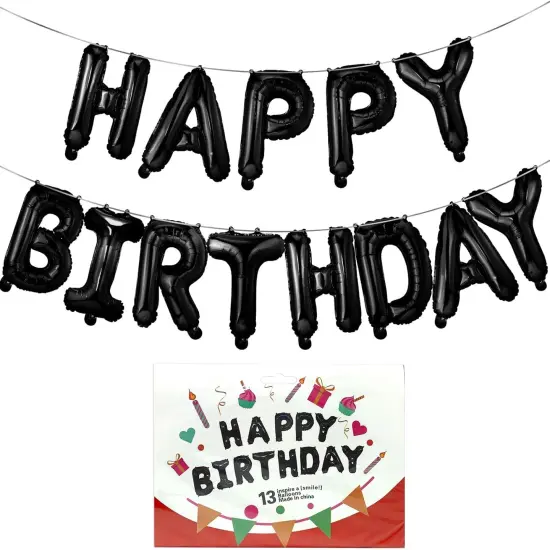 Happy Birthday Balloons Banner (Black) {1}
