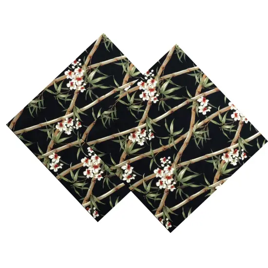 1 Yard Bamboo Branches with Flowers and Leaves Fabric Upholstery Fabric 100% Cotton 56-58 Inches Wide {5}