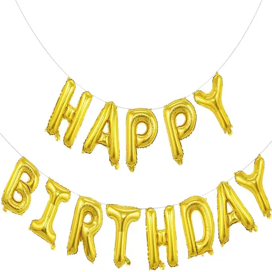 Happy Birthday Ballon (3D Gold Mylar Foil) {1}