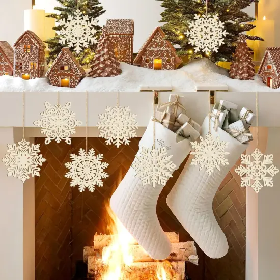 36PCS-Wooden Christmas Snowflake Ornaments to Paint Christmas Decoration {3}