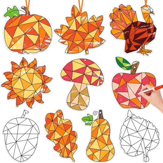 83Pcs Color Your Own Fall Kit for Kids Thanksgiving DIY,Coloring Fall Craft Kit {1}