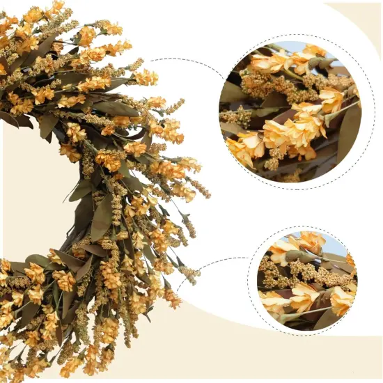 20" Fall Artificial Mustard Flower Wreath {2}