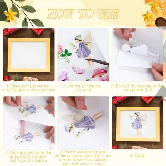 12 Sheets Floral Butterfly Rub on Transfers for Furniture {3}