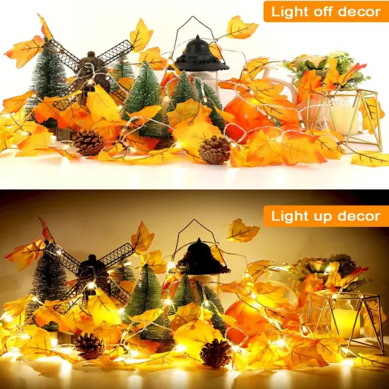 2 Pack Lighted Fall Garland - 16.4ft 40 LED {4}
