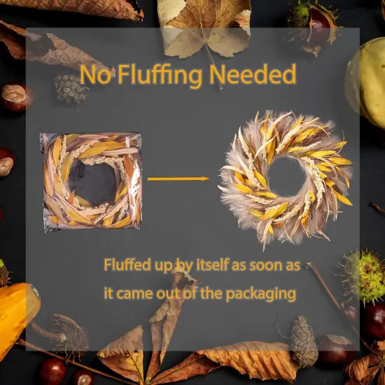 24 Inch Fall Wreath - Light Brown Reeds {4}