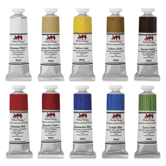 Michael Harding Artists Oil Color - Set of 10, Plein Air Painter Colors, 40 ml Tubes {1}