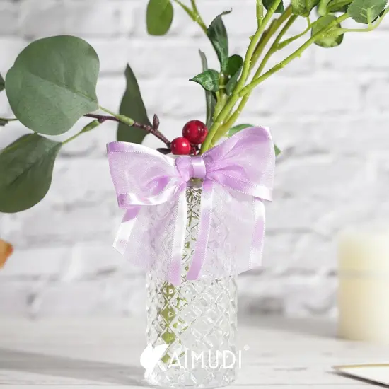 Purple Bows for Crafts 4" Lavender Bows with Twist Ties Premade Lilac Bows Pre Tied Organza Bows for Treat Bags, Easter's Day, Cake Pop,Gift Wrapping,Baby Shower,Wedding Favor -12 Counts {5}