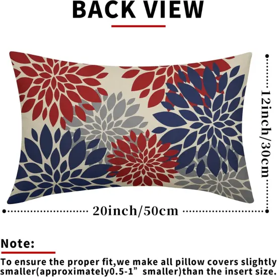 12X20 Inch Set of 2, Decorative Rectangle Throw Pillow Covers for 4th of July Decorations {4}