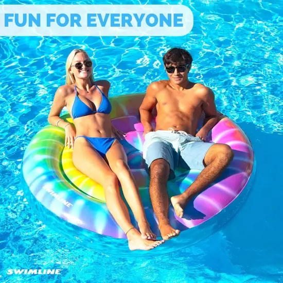 Swimline Inflatable Spiral Tie Dye Floating Island Pool Float - 65" Multi {6}