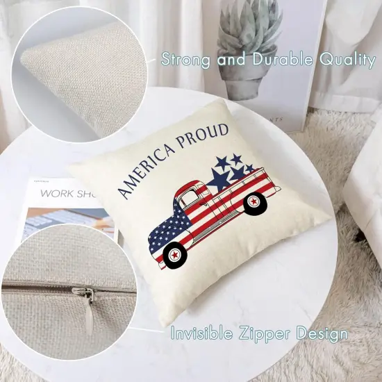 Set of 4, 18x18 inch Throw Pillow Covers for 4th of July Decorations {2}