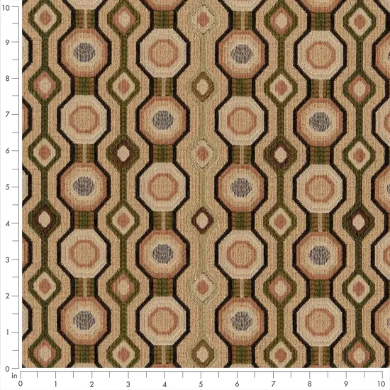 Meadow - Green,orangeRust AbstractGeometric Upholstery Fabric 54 Inches" {2}