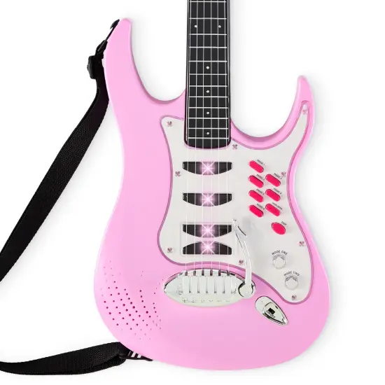 Best Choice Products Kids Electric Musical Guitar Toy Play Set w/ 6 Demo Songs, Whammy Bar, Microphone Soft Pink {3}