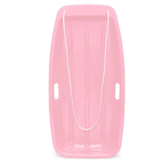 Best Choice Products 35in Kids Outdoor Plastic Sport Toboggan Winter Snow Sled Board w/ Pull Rope, 2 Handles Light Pink {1}