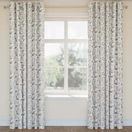 Graphite - Grey & Silver Floral Upholstery Fabric 54 Inches" {2}