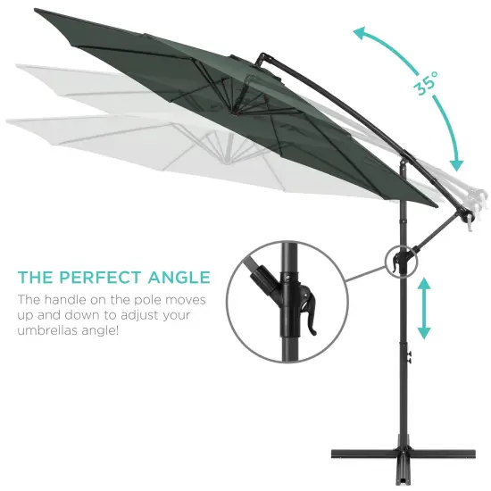 Best Choice Products 10ft Offset Hanging Outdoor Market Patio Umbrella w/ Easy Tilt Adjustment Slate {4}