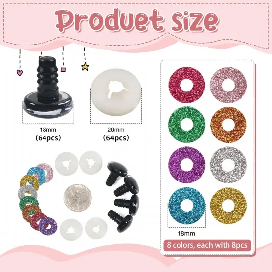 64 Set Glitter Safety Eyes - 18mm {5}
